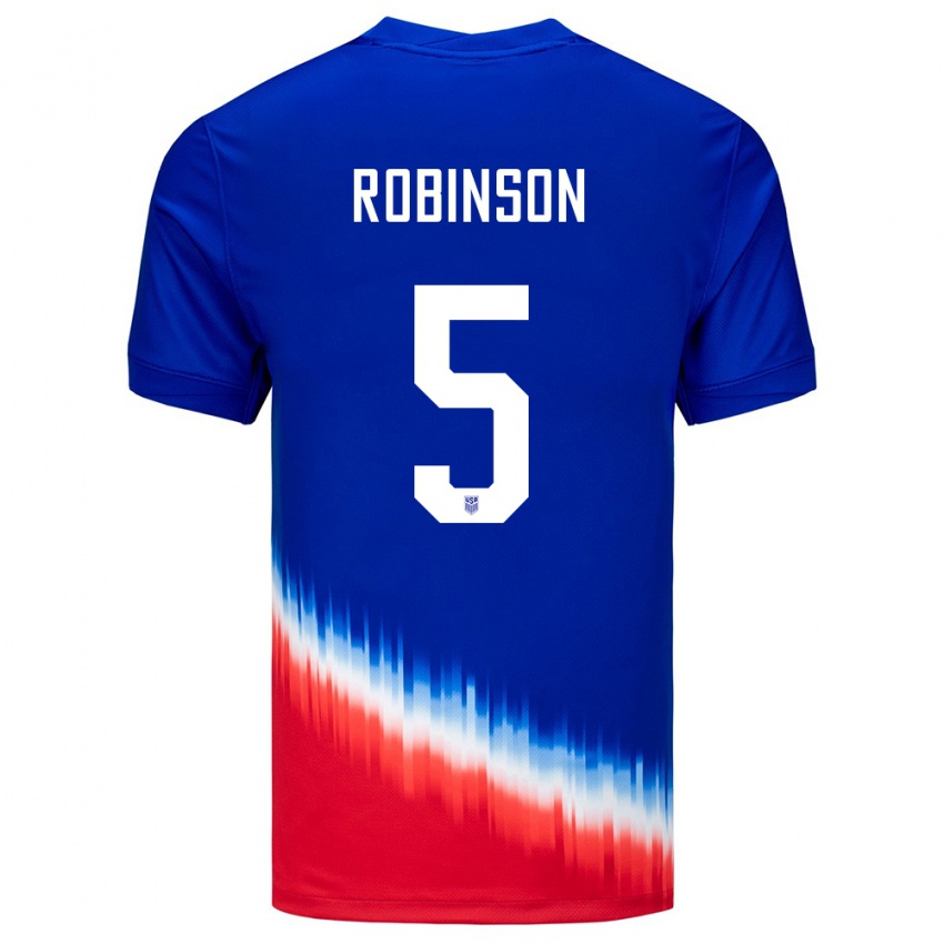 Hombre Camiseta Estados Unidos Antonee Robinson #5 Azul 2ª Equipación 24-26 La Camisa México