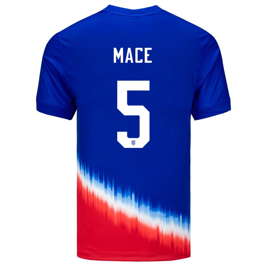 Hombre Camiseta Estados Unidos Hailie Mace #5 Azul 2ª Equipación 24-26 La Camisa México