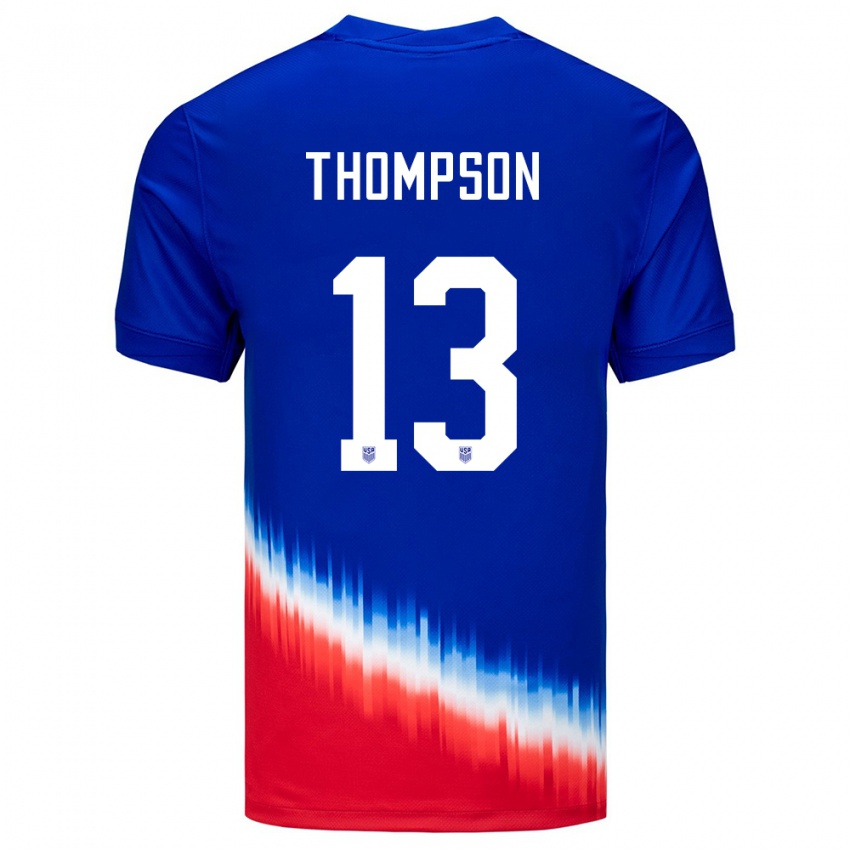 Hombre Camiseta Estados Unidos Alyssa Thompson #13 Azul 2ª Equipación 24-26 La Camisa México