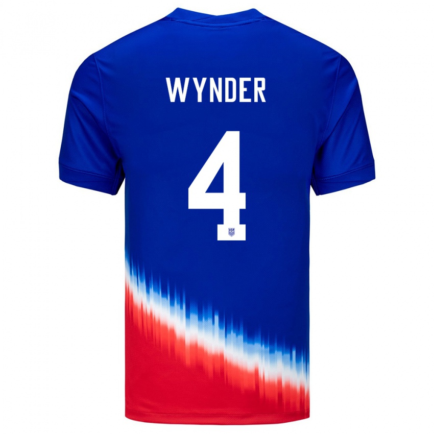 Hombre Camiseta Estados Unidos Joshua Wynder #4 Azul 2ª Equipación 24-26 La Camisa México