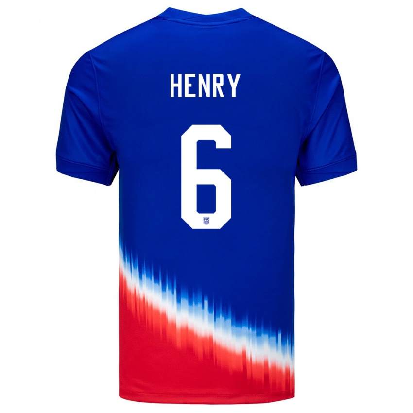 Hombre Camiseta Estados Unidos Kobi Henry #6 Azul 2ª Equipación 24-26 La Camisa México