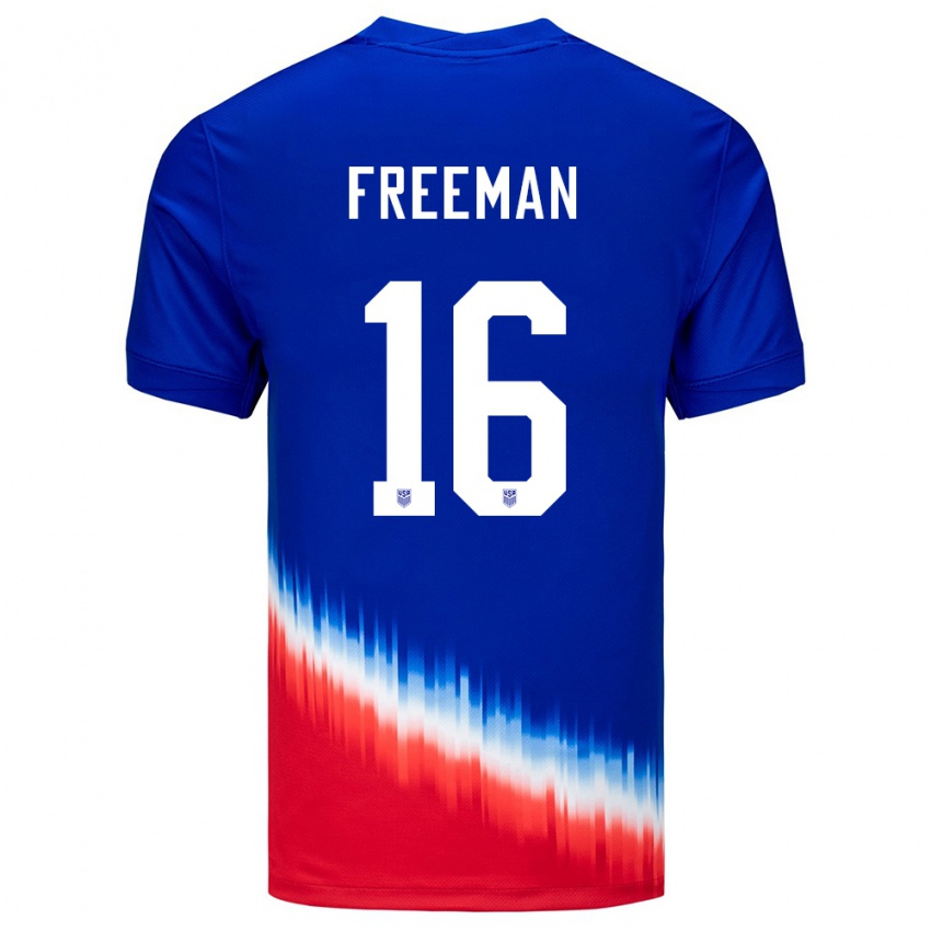 Hombre Camiseta Estados Unidos Alex Freeman #16 Azul 2ª Equipación 24-26 La Camisa México