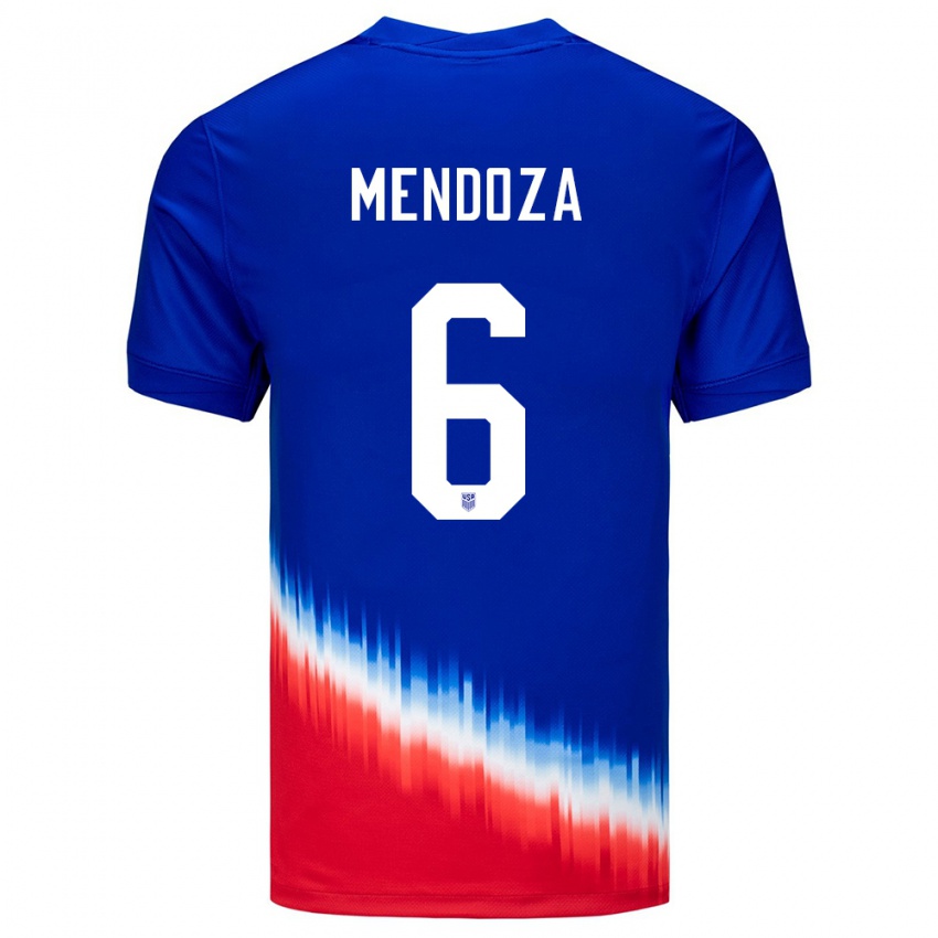 Hombre Camiseta Estados Unidos Edwyn Mendoza #6 Azul 2ª Equipación 24-26 La Camisa México