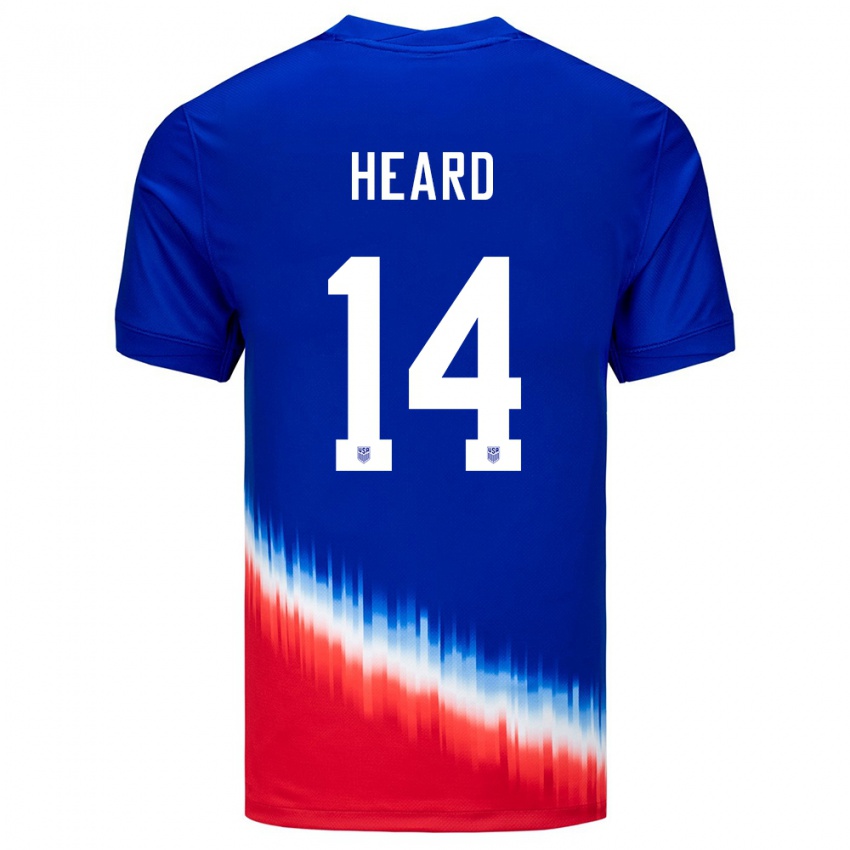 Hombre Camiseta Estados Unidos Aaron Heard #14 Azul 2ª Equipación 24-26 La Camisa México