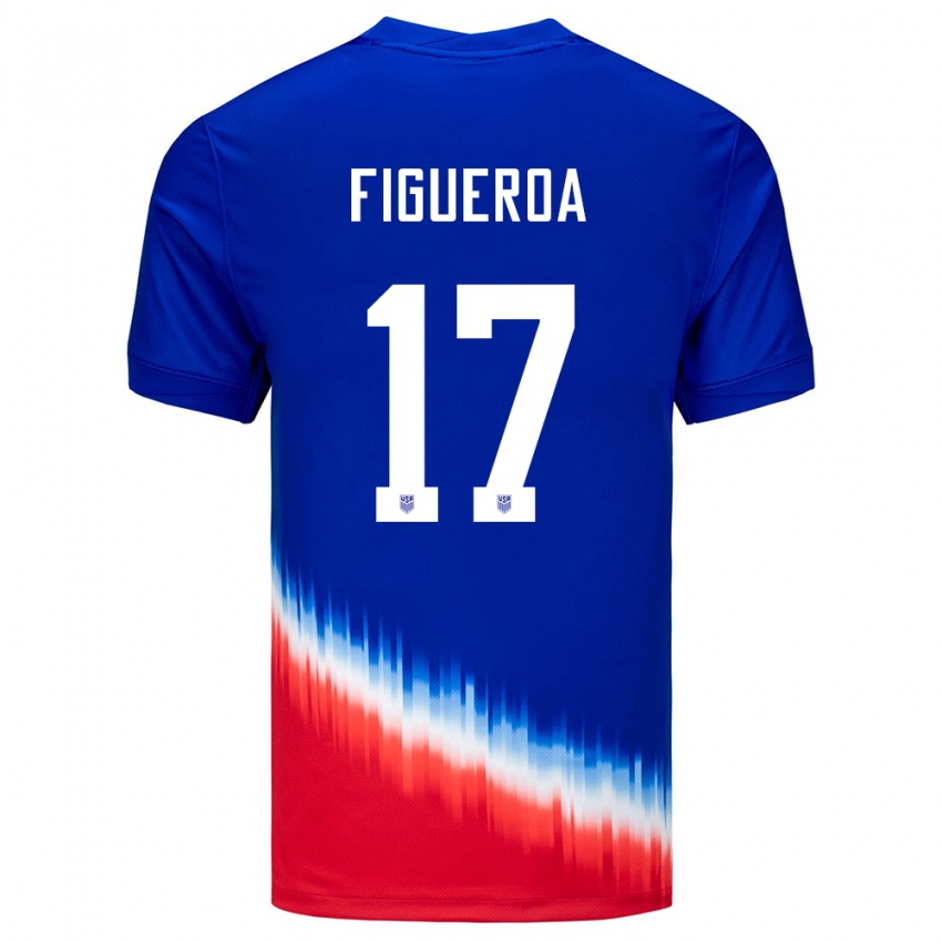 Hombre Camiseta Estados Unidos Keyrol Figueroa #17 Azul 2ª Equipación 24-26 La Camisa México