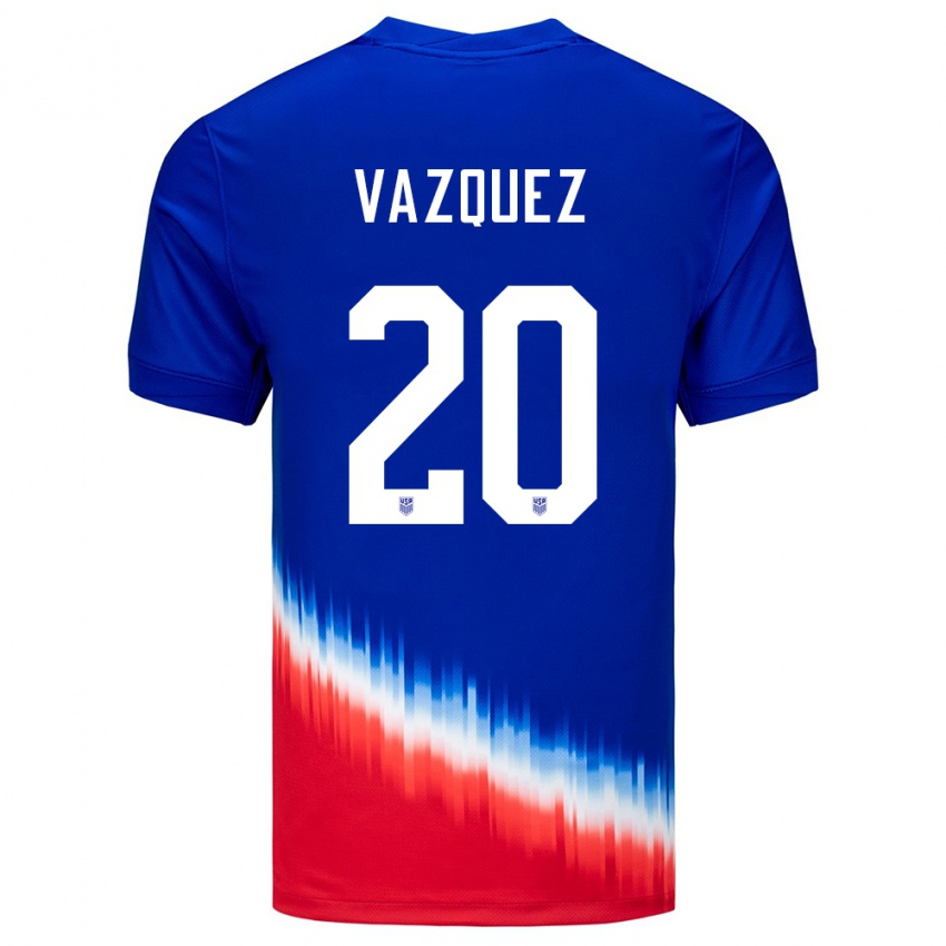 Hombre Camiseta Estados Unidos David Vazquez #20 Azul 2ª Equipación 24-26 La Camisa México