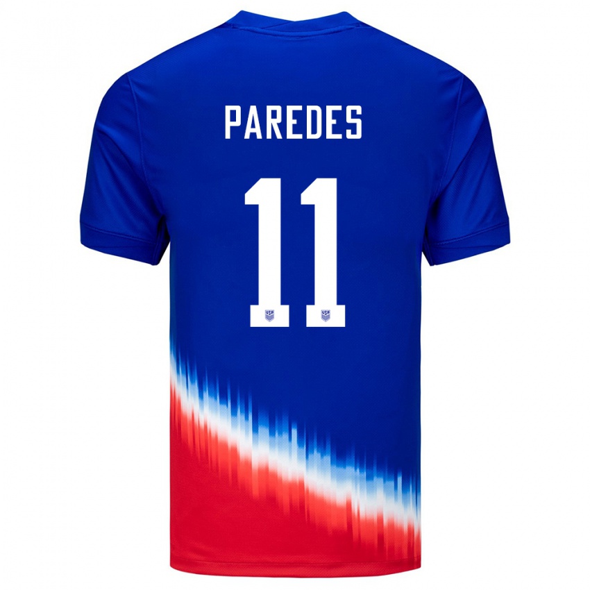 Hombre Camiseta Estados Unidos Kevin Paredes #11 Azul 2ª Equipación 24-26 La Camisa México