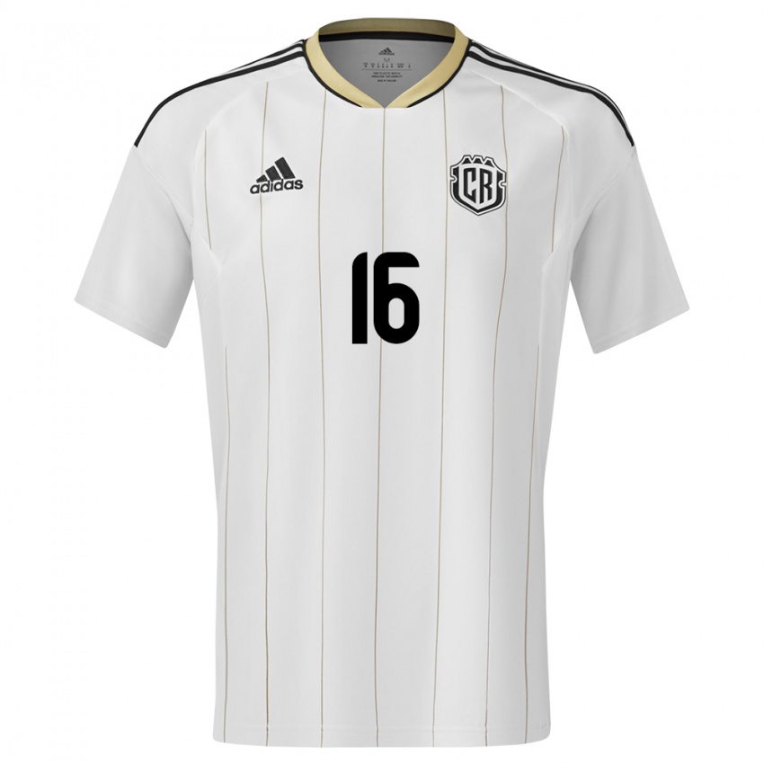 Hombre Camiseta Costa Rica Andrey Salmeron #16 Blanco 2ª Equipación 24-26 La Camisa México