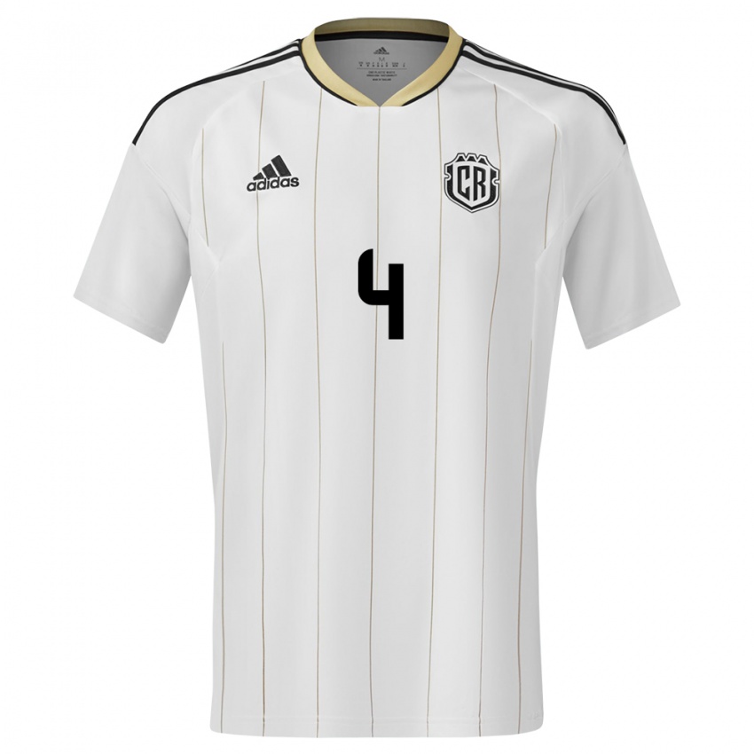 Hombre Camiseta Costa Rica Juan Pablo Vargas #4 Blanco 2ª Equipación 24-26 La Camisa México