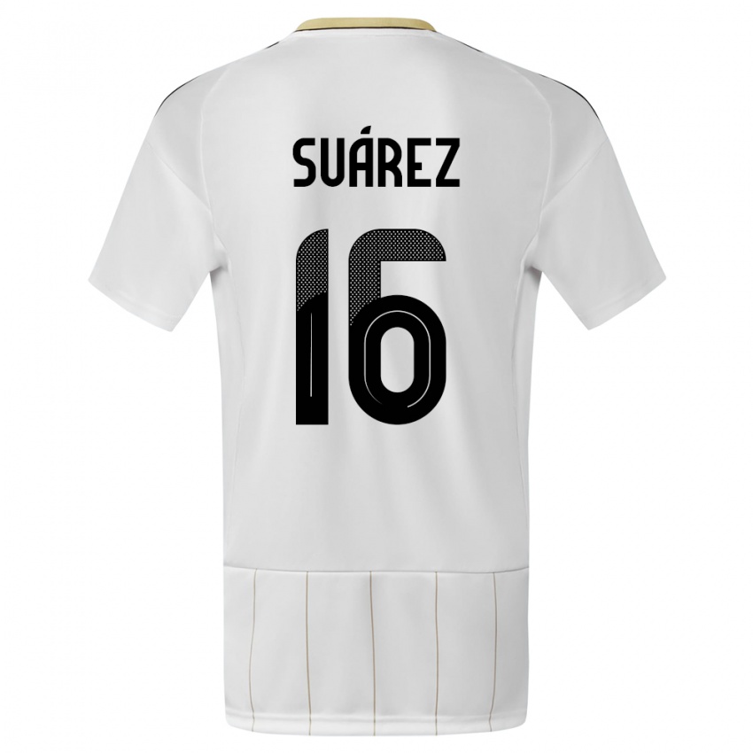 Hombre Camiseta Costa Rica Aaron Suarez #16 Blanco 2ª Equipación 24-26 La Camisa México