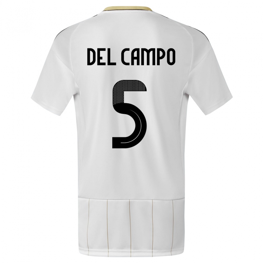 Hombre Camiseta Costa Rica Valeria Del Campo #5 Blanco 2ª Equipación 24-26 La Camisa México