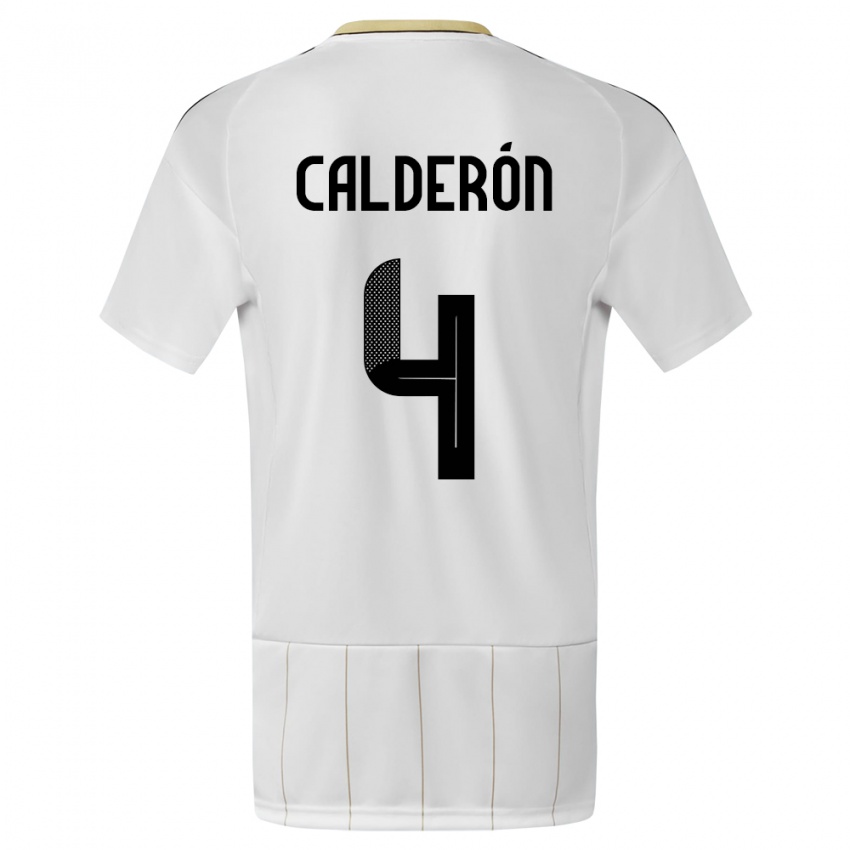 Hombre Camiseta Costa Rica Brandon Calderon #4 Blanco 2ª Equipación 24-26 La Camisa México