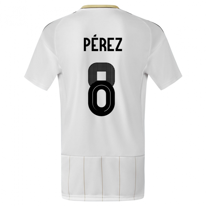 Hombre Camiseta Costa Rica Creichel Perez #8 Blanco 2ª Equipación 24-26 La Camisa México