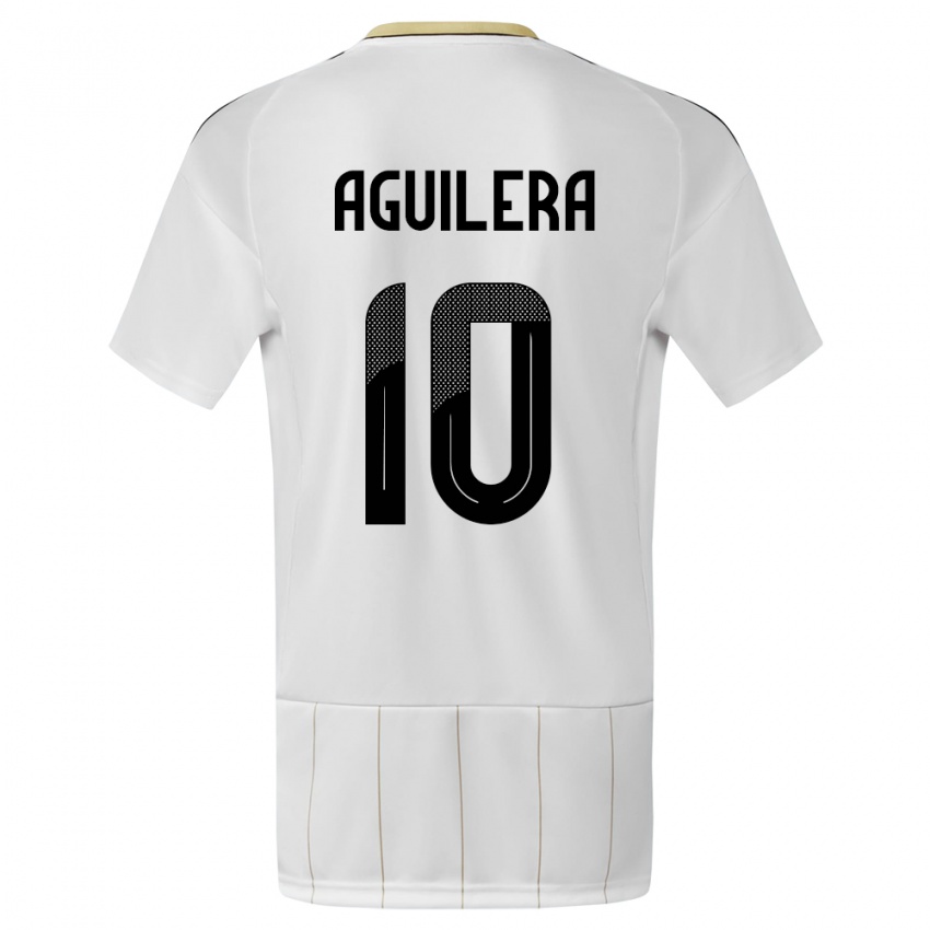 Hombre Camiseta Costa Rica Brandon Aguilera #10 Blanco 2ª Equipación 24-26 La Camisa México