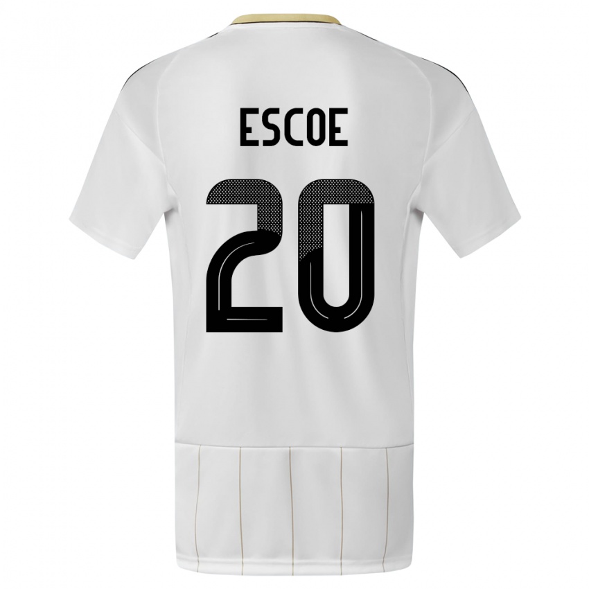 Hombre Camiseta Costa Rica Enyel Escoe #20 Blanco 2ª Equipación 24-26 La Camisa México