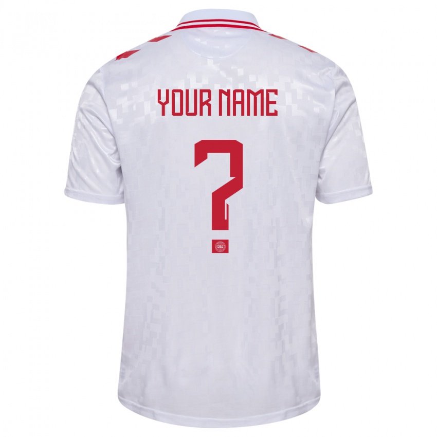 Hombre Camiseta Dinamarca Su Nombre #0 Blanco 2ª Equipación 24-26 La Camisa México