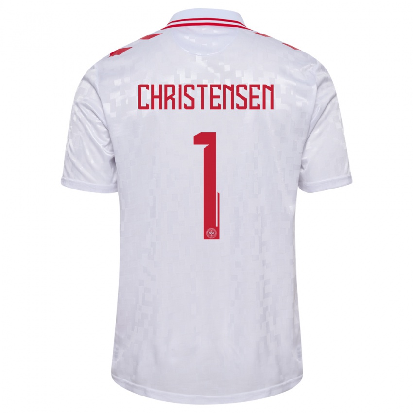 Hombre Camiseta Dinamarca Lene Christensen #1 Blanco 2ª Equipación 24-26 La Camisa México