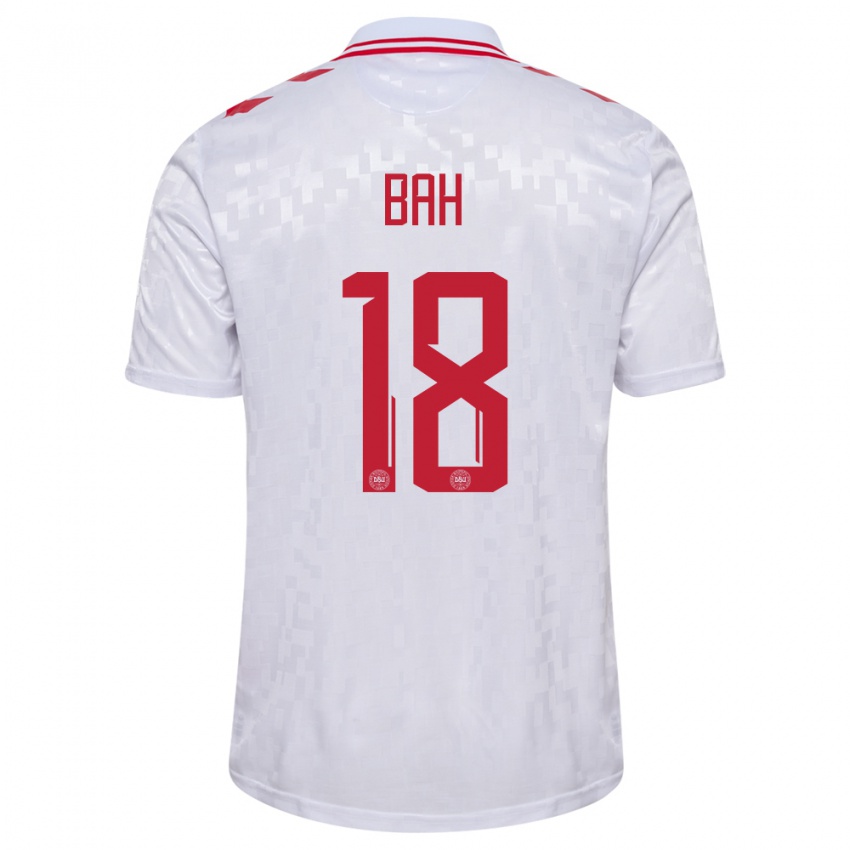 Hombre Camiseta Dinamarca Alexander Bah #18 Blanco 2ª Equipación 24-26 La Camisa México
