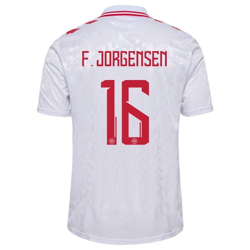 Hombre Camiseta Dinamarca Filip Jorgensen #16 Blanco 2ª Equipación 24-26 La Camisa México