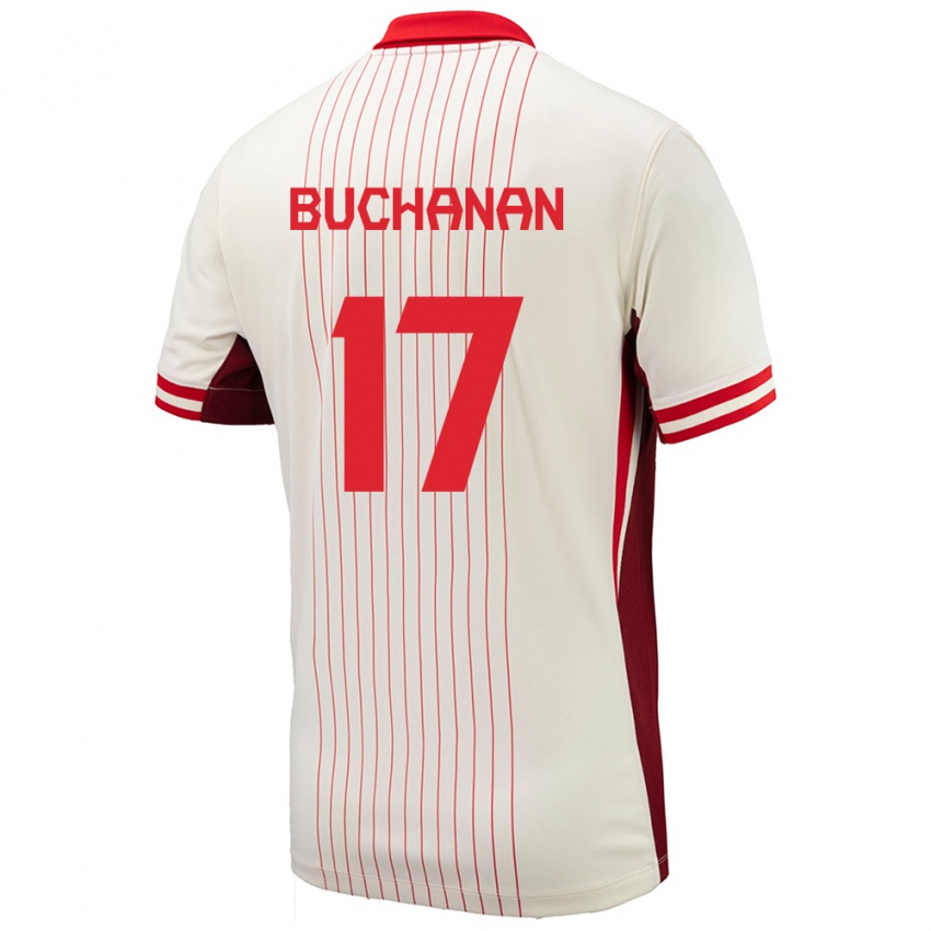 Hombre Camiseta Canadá Tajon Buchanan #17 Blanco 2ª Equipación 24-26 La Camisa México