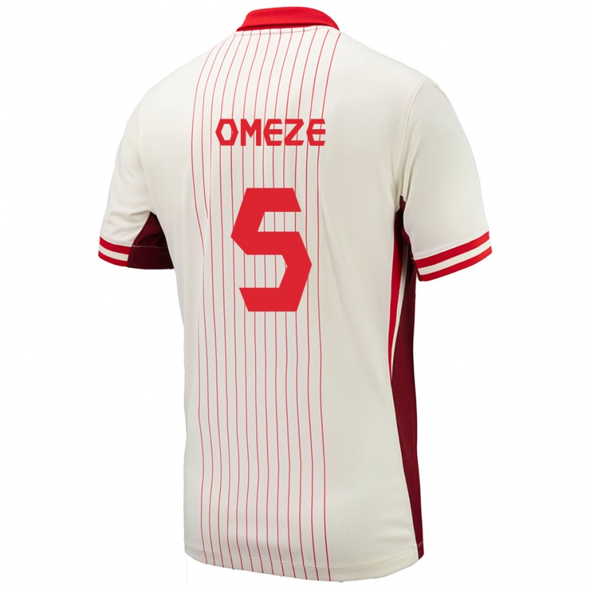 Hombre Camiseta Canadá Chimere Omeze #5 Blanco 2ª Equipación 24-26 La Camisa México