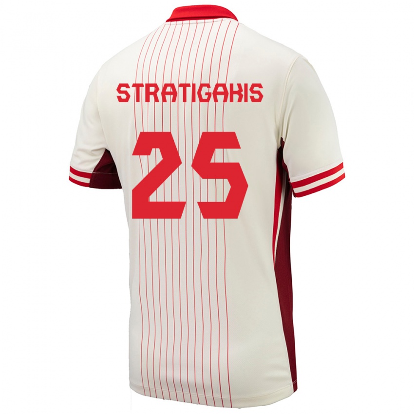 Hombre Camiseta Canadá Sarah Stratigakis #25 Blanco 2ª Equipación 24-26 La Camisa México