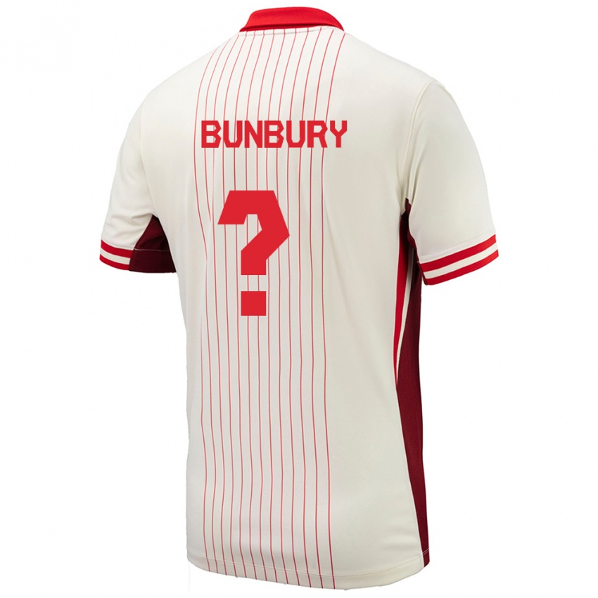 Hombre Camiseta Canadá Mataeo Bunbury #0 Blanco 2ª Equipación 24-26 La Camisa México