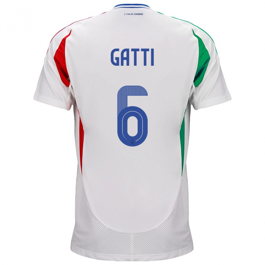 Hombre Camiseta Italia Federico Gatti #6 Blanco 2ª Equipación 24-26 La Camisa México