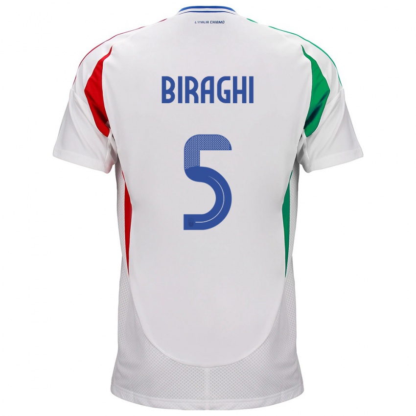 Hombre Camiseta Italia Cristiano Biraghi #5 Blanco 2ª Equipación 24-26 La Camisa México