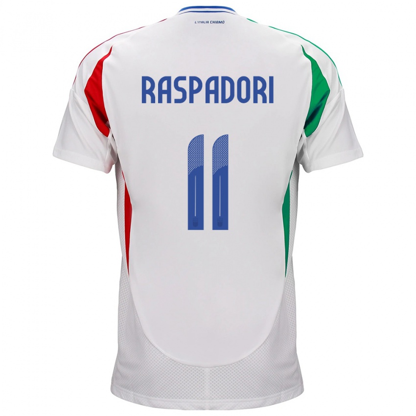 Hombre Camiseta Italia Giacomo Raspadori #11 Blanco 2ª Equipación 24-26 La Camisa México