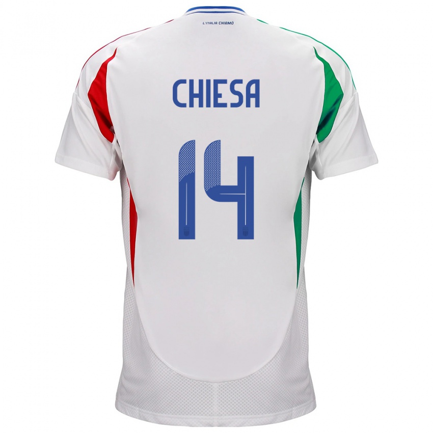 Hombre Camiseta Italia Federico Chiesa #14 Blanco 2ª Equipación 24-26 La Camisa México