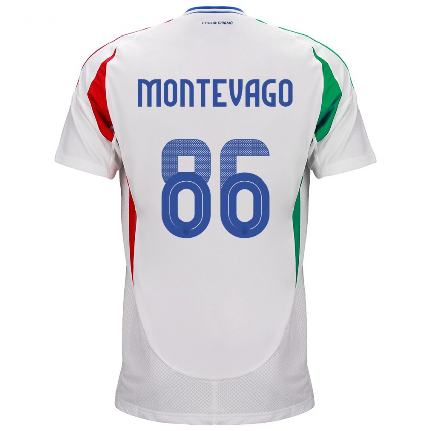 Hombre Camiseta Italia Daniele Montevago #86 Blanco 2ª Equipación 24-26 La Camisa México