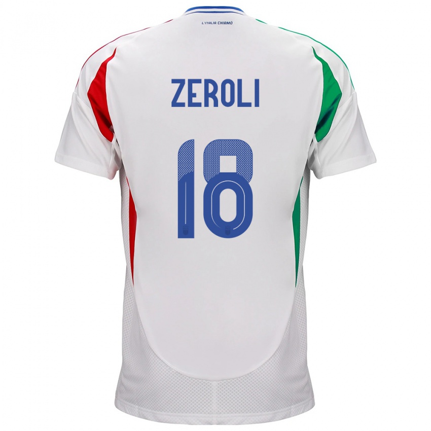 Hombre Camiseta Italia Kevin Zeroli #18 Blanco 2ª Equipación 24-26 La Camisa México