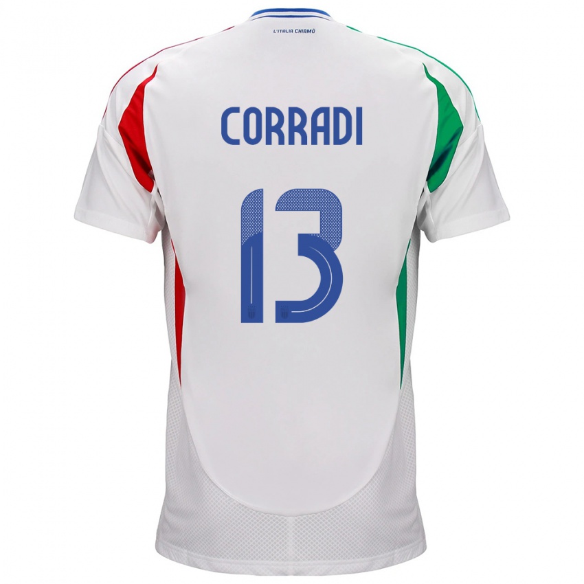 Hombre Camiseta Italia Christian Corradi #13 Blanco 2ª Equipación 24-26 La Camisa México