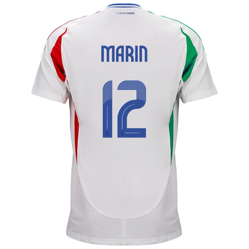 Hombre Camiseta Italia Renato Marin #12 Blanco 2ª Equipación 24-26 La Camisa México