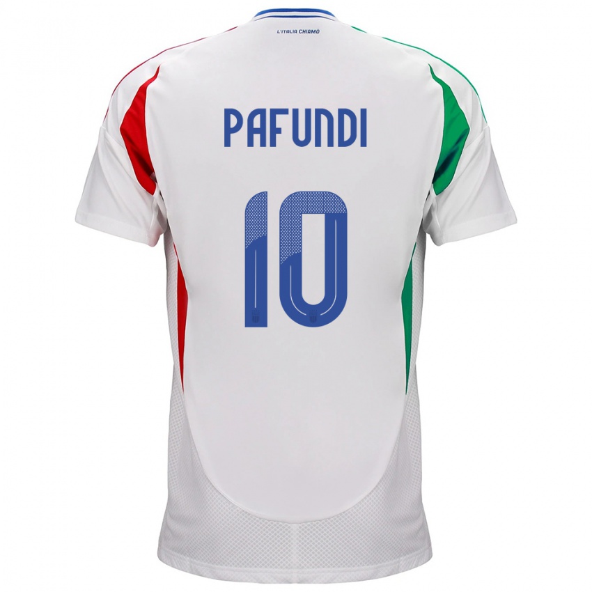 Hombre Camiseta Italia Simone Pafundi #10 Blanco 2ª Equipación 24-26 La Camisa México