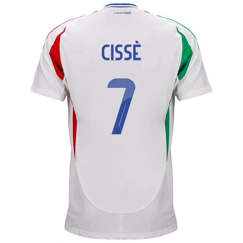 Hombre Camiseta Italia Alphadjo Cissè #7 Blanco 2ª Equipación 24-26 La Camisa México