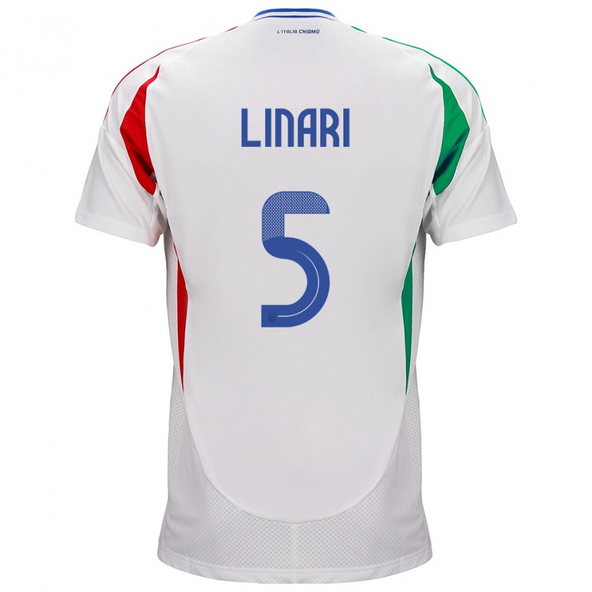 Hombre Camiseta Italia Elena Linari #5 Blanco 2ª Equipación 24-26 La Camisa México