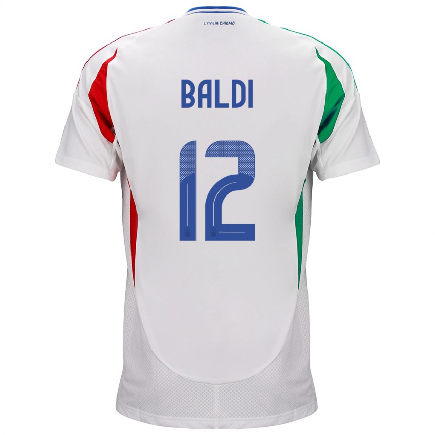 Hombre Camiseta Italia Rachele Baldi #12 Blanco 2ª Equipación 24-26 La Camisa México