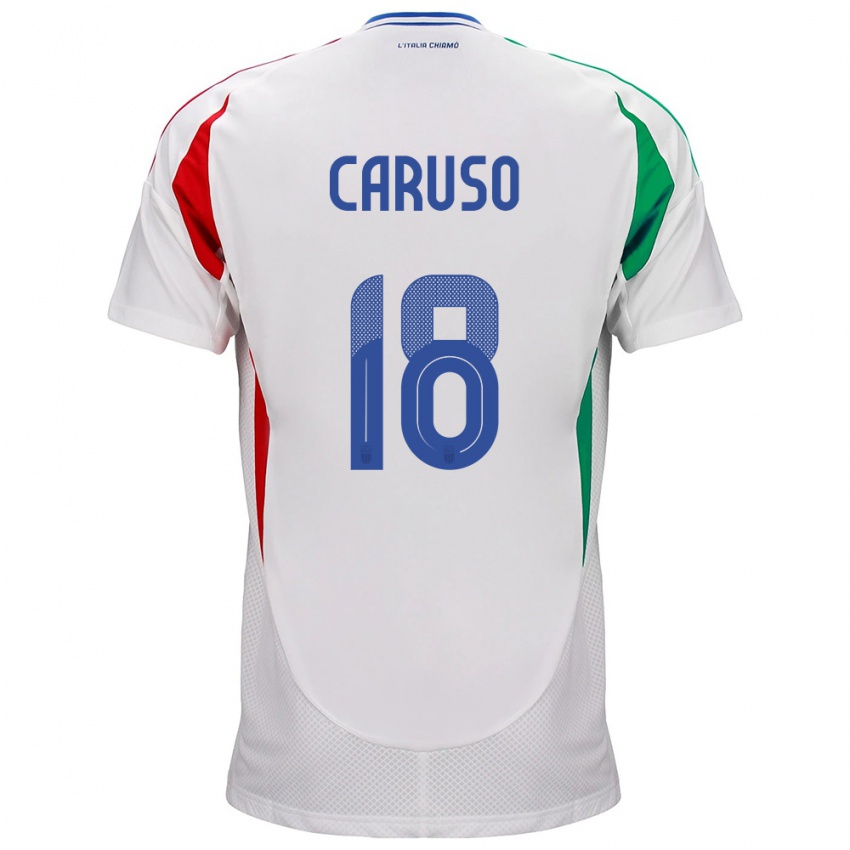 Hombre Camiseta Italia Arianna Caruso #18 Blanco 2ª Equipación 24-26 La Camisa México