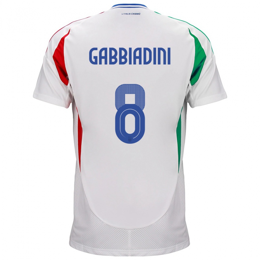 Hombre Camiseta Italia Melania Gabbiadini #8 Blanco 2ª Equipación 24-26 La Camisa México