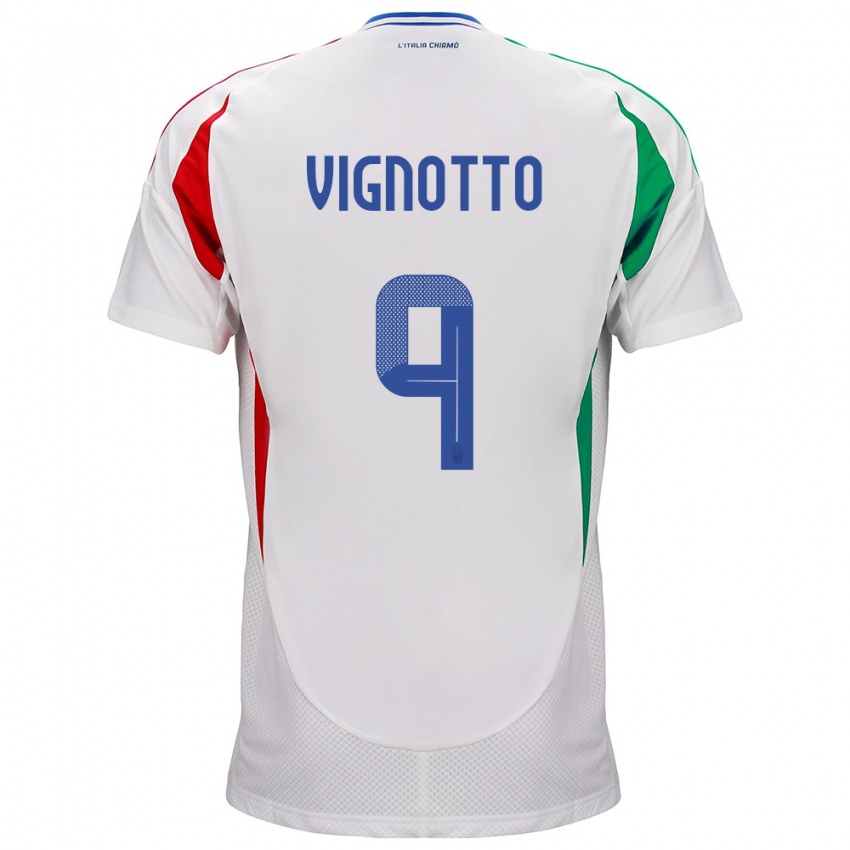 Hombre Camiseta Italia Elisabetta Vignotto #9 Blanco 2ª Equipación 24-26 La Camisa México