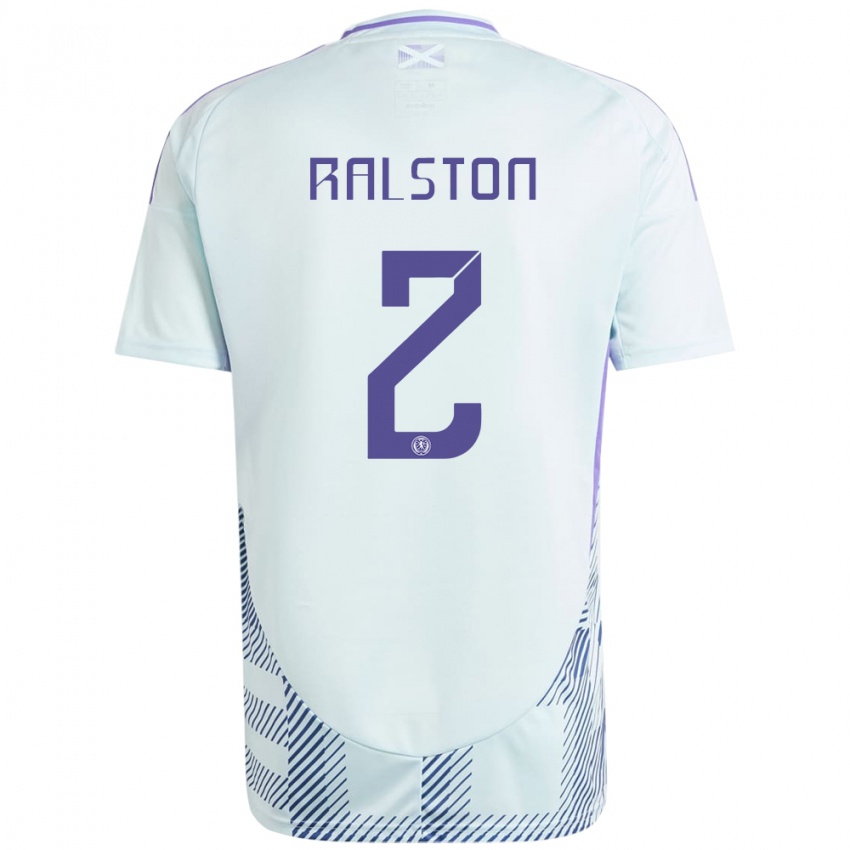 Hombre Camiseta Escocia Anthony Ralston #2 Azul Menta Claro 2ª Equipación 24-26 La Camisa México