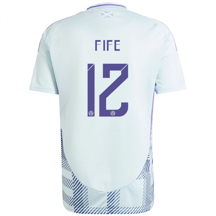 Hombre Camiseta Escocia Jenna Fife #12 Azul Menta Claro 2ª Equipación 24-26 La Camisa México