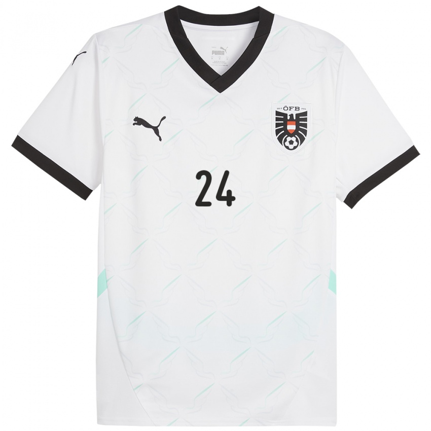 Hombre Camiseta Austria Julia Magerl #24 Blanco 2ª Equipación 24-26 La Camisa México