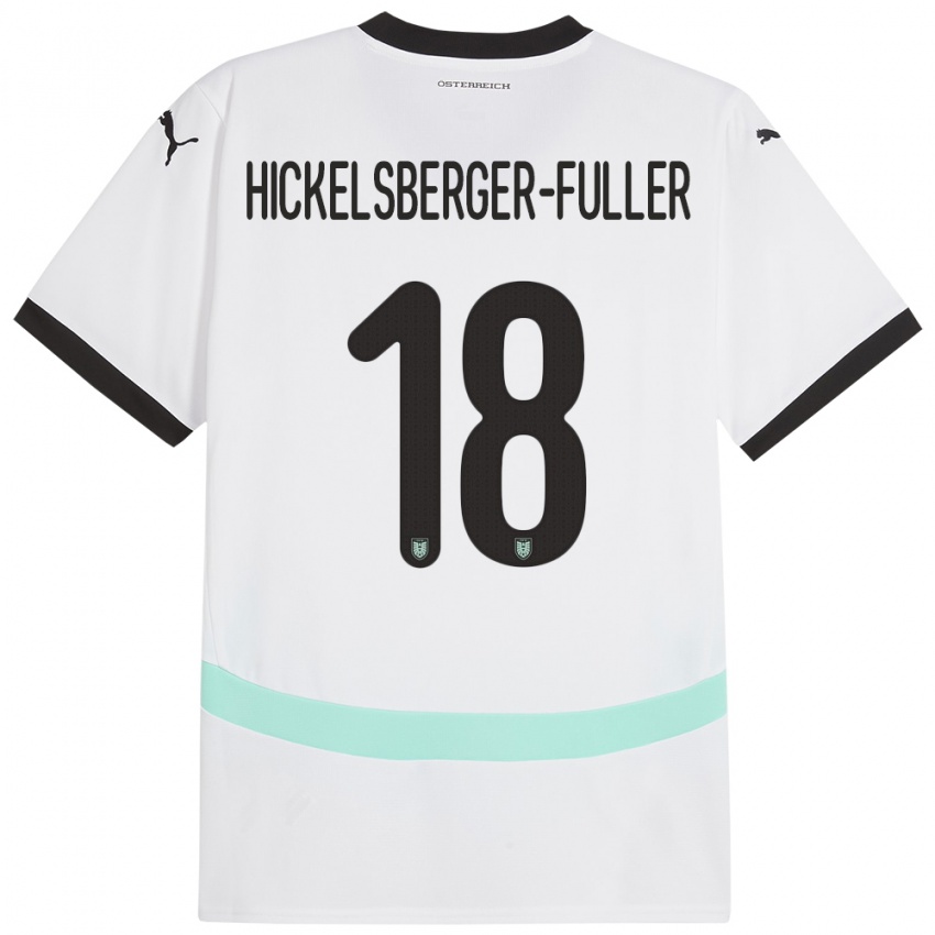 Hombre Camiseta Austria Julia Hickelsberger-Füller #18 Blanco 2ª Equipación 24-26 La Camisa México