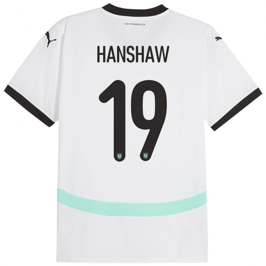 Hombre Camiseta Austria Verena Hanshaw #19 Blanco 2ª Equipación 24-26 La Camisa México