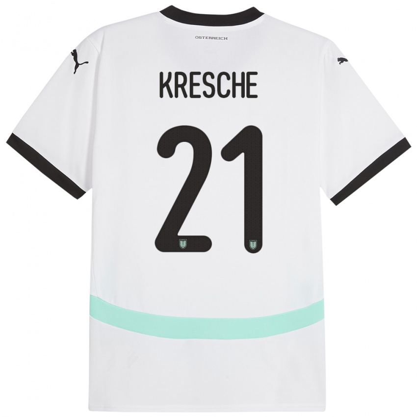 Hombre Camiseta Austria Isabella Kresche #21 Blanco 2ª Equipación 24-26 La Camisa México