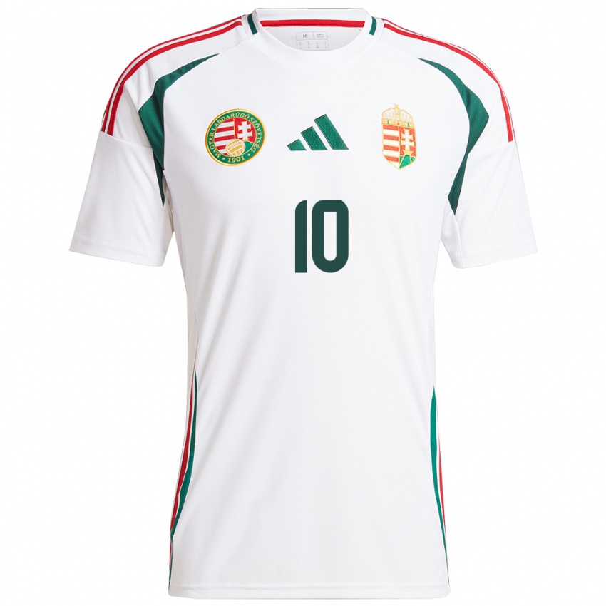 Hombre Camiseta Hungría Dominik Szoboszlai #10 Blanco 2ª Equipación 24-26 La Camisa México