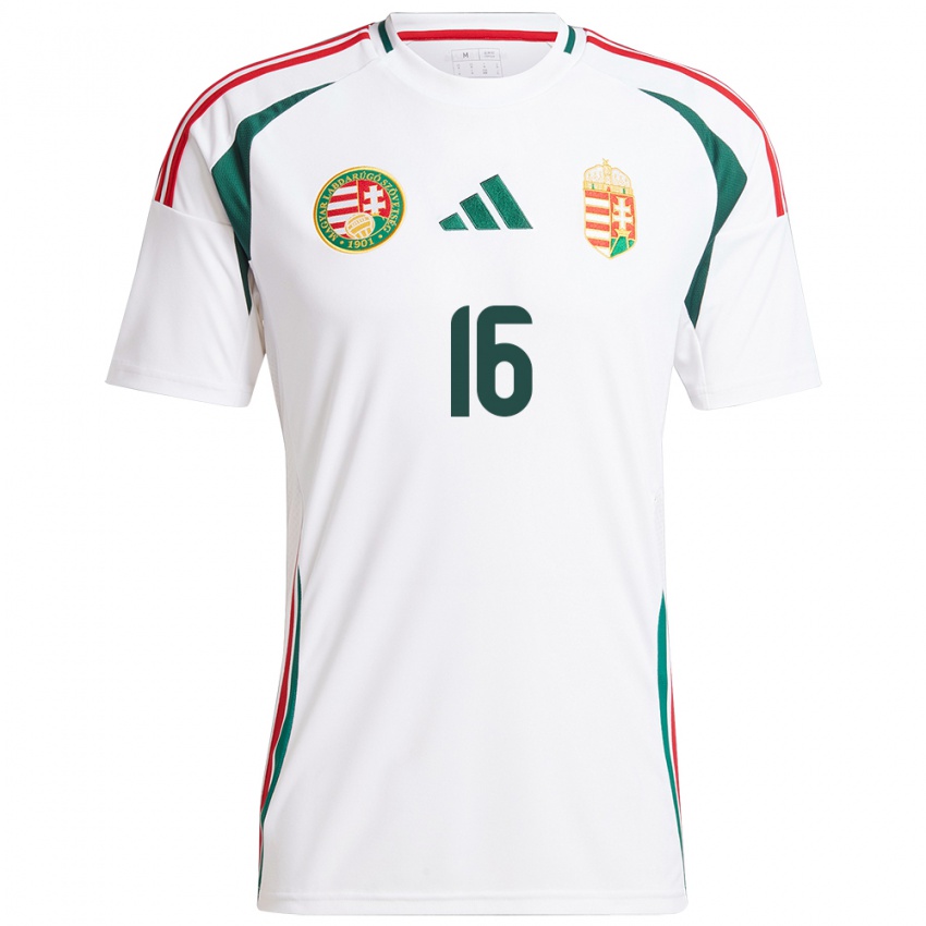 Hombre Camiseta Hungría Dániel Gazdag #16 Blanco 2ª Equipación 24-26 La Camisa México